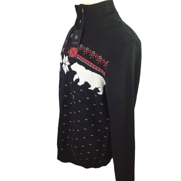 Chaps NWT Polar Bear Pullover Black Size L Fair Isle Snowflake Winter Christmas - Picture 8 of 10